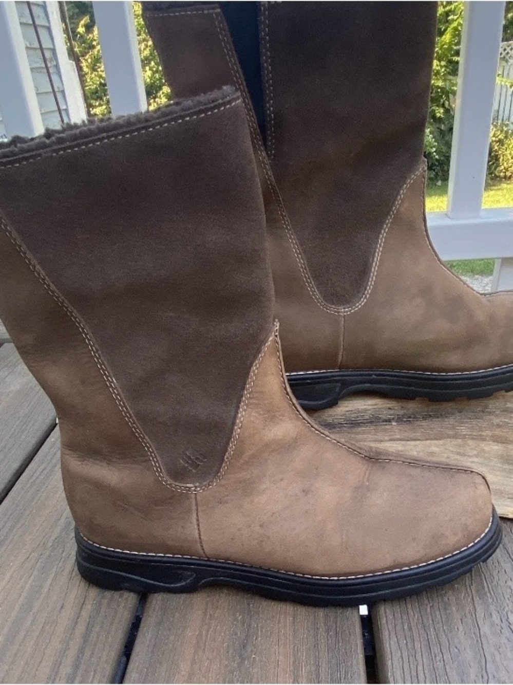 Columbia Shirebrook Brown Suede/Nubuck Pull-On Boots Sz 9 Faux Shearling Lining - Picture 2 of 10